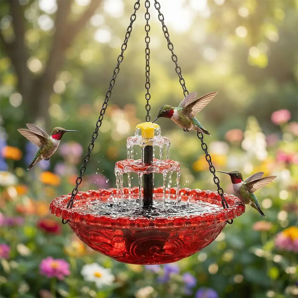 Fontaine Solaire Suspendue Bain d'Oiseaux à Eau Courante