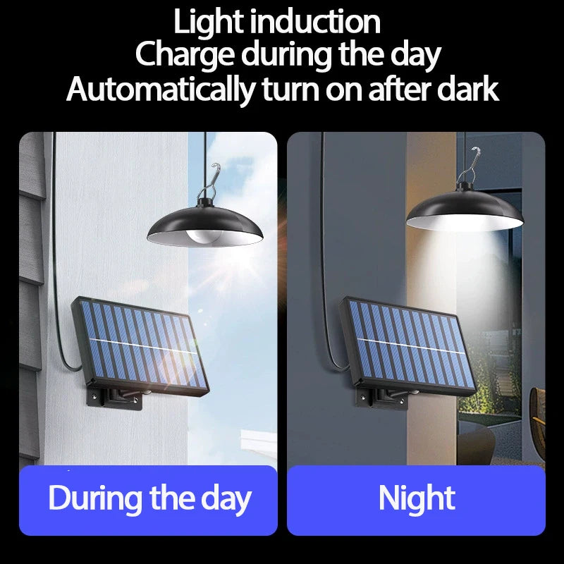 Lustre Solaire Suspendu Étanche Double Tête Télécommande Extérieur