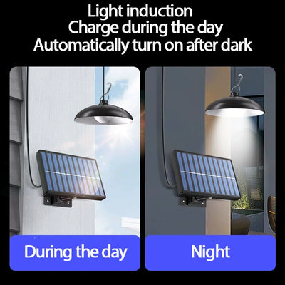 Lustre Solaire Suspendu Étanche Double Tête Télécommande Extérieur