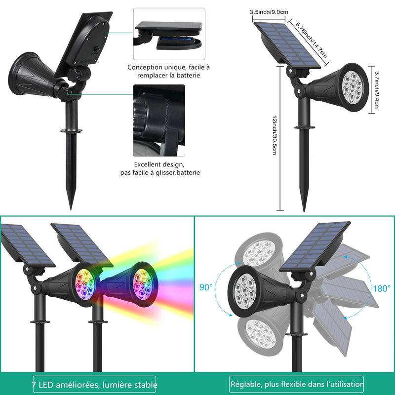 Projecteur solaire 7 LED en applique murale