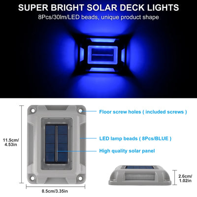 Lampe solaire bleue pour allée de jardin