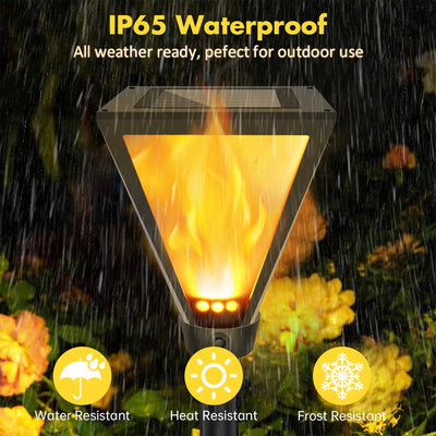 Torche Solaire Flamme Vacillante Étanche Jardin Cour Pelouse