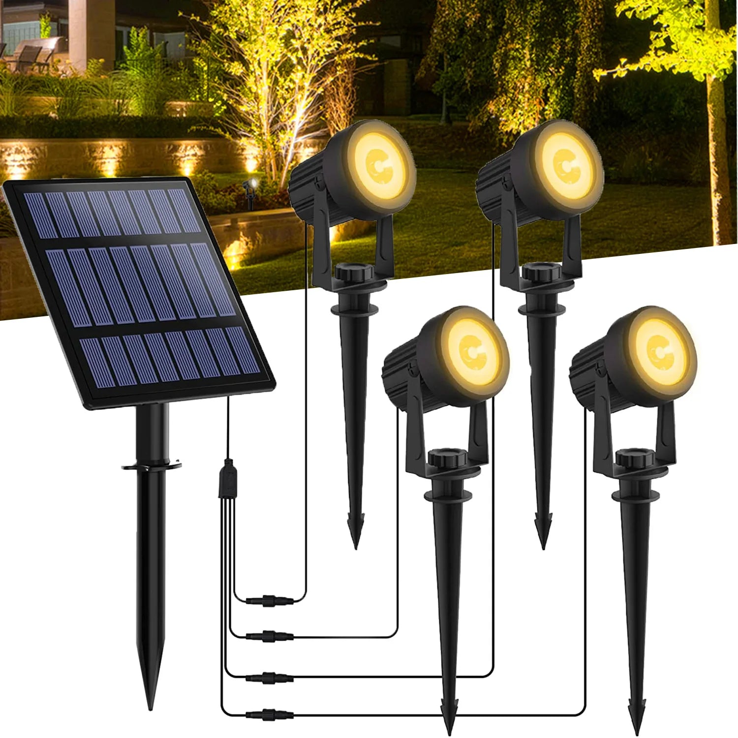 Projecteur Solaire Arbre LED 3000K Étanche IP65 Jardin