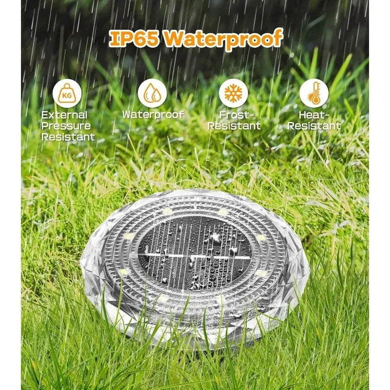 Lampe solaire souterraine blanc chaud allumée la nuit