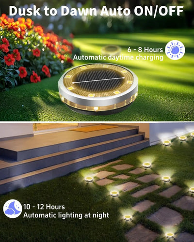 Lampe Solaire Jardin 8 LED Encastrée Sol Éclairage Latéral Étanche