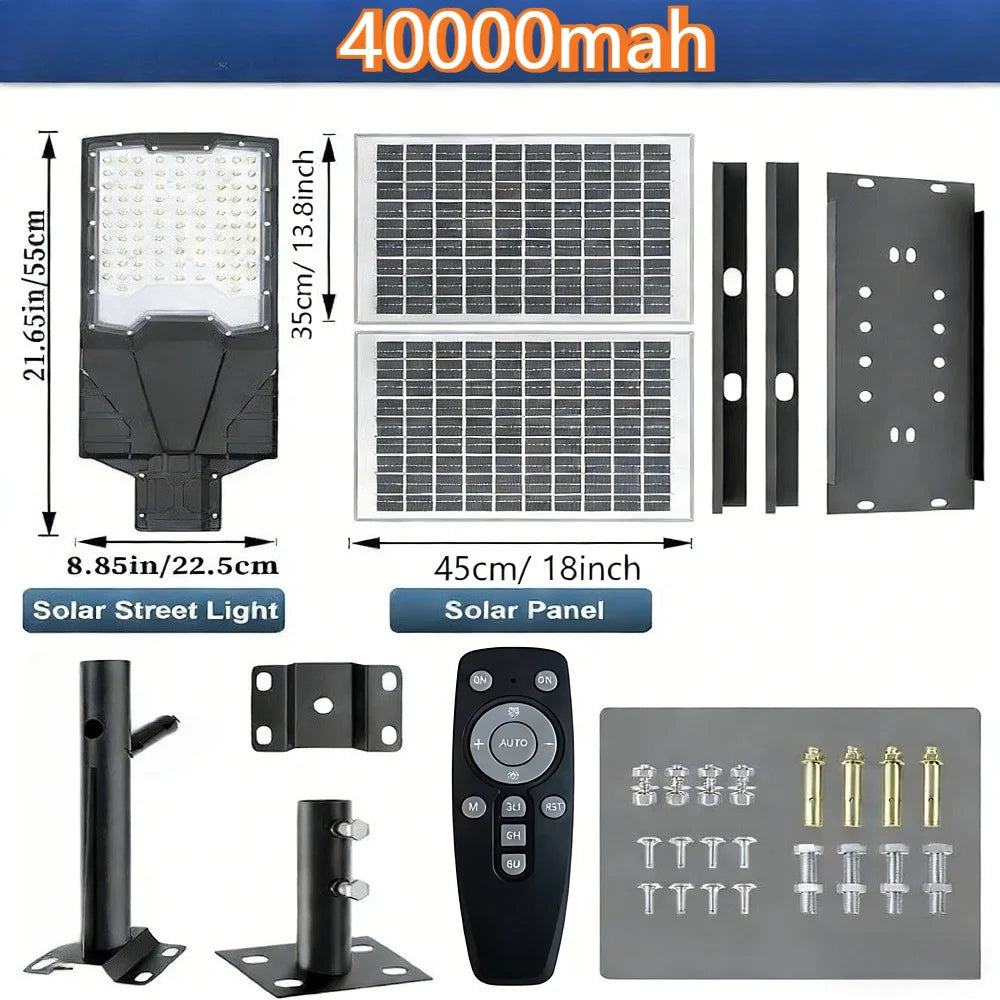 Lampadaire Solaire Rue LED 6500K Étanche Sécurité Parking