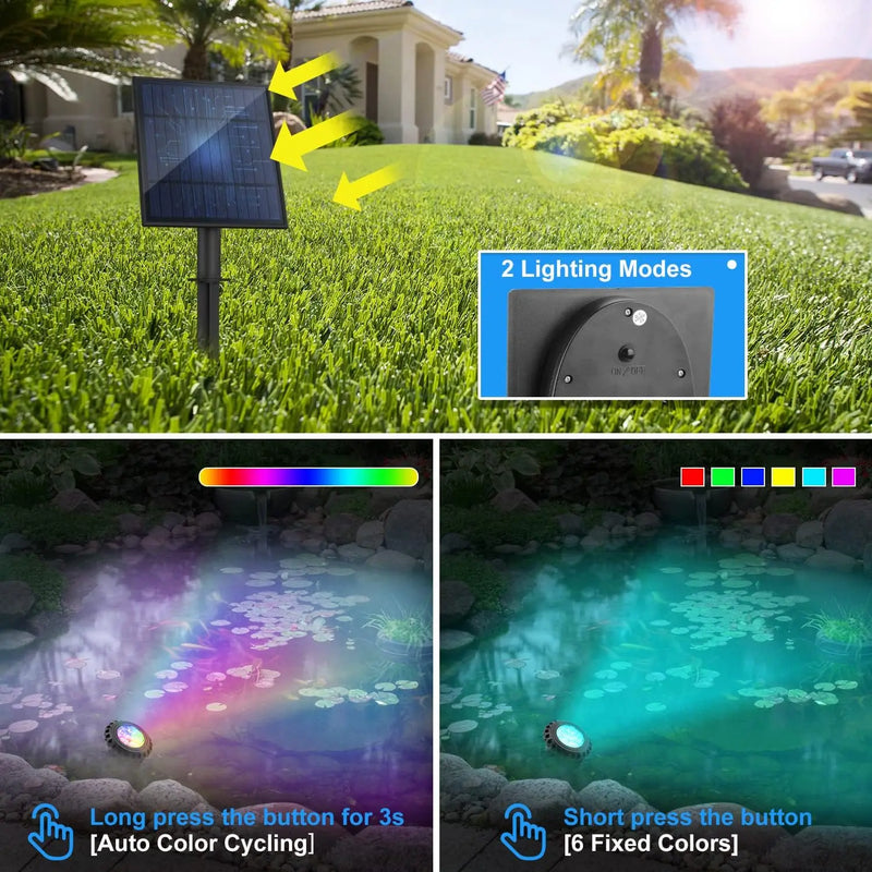 Projecteur solaire subaquatique RGB pour étang