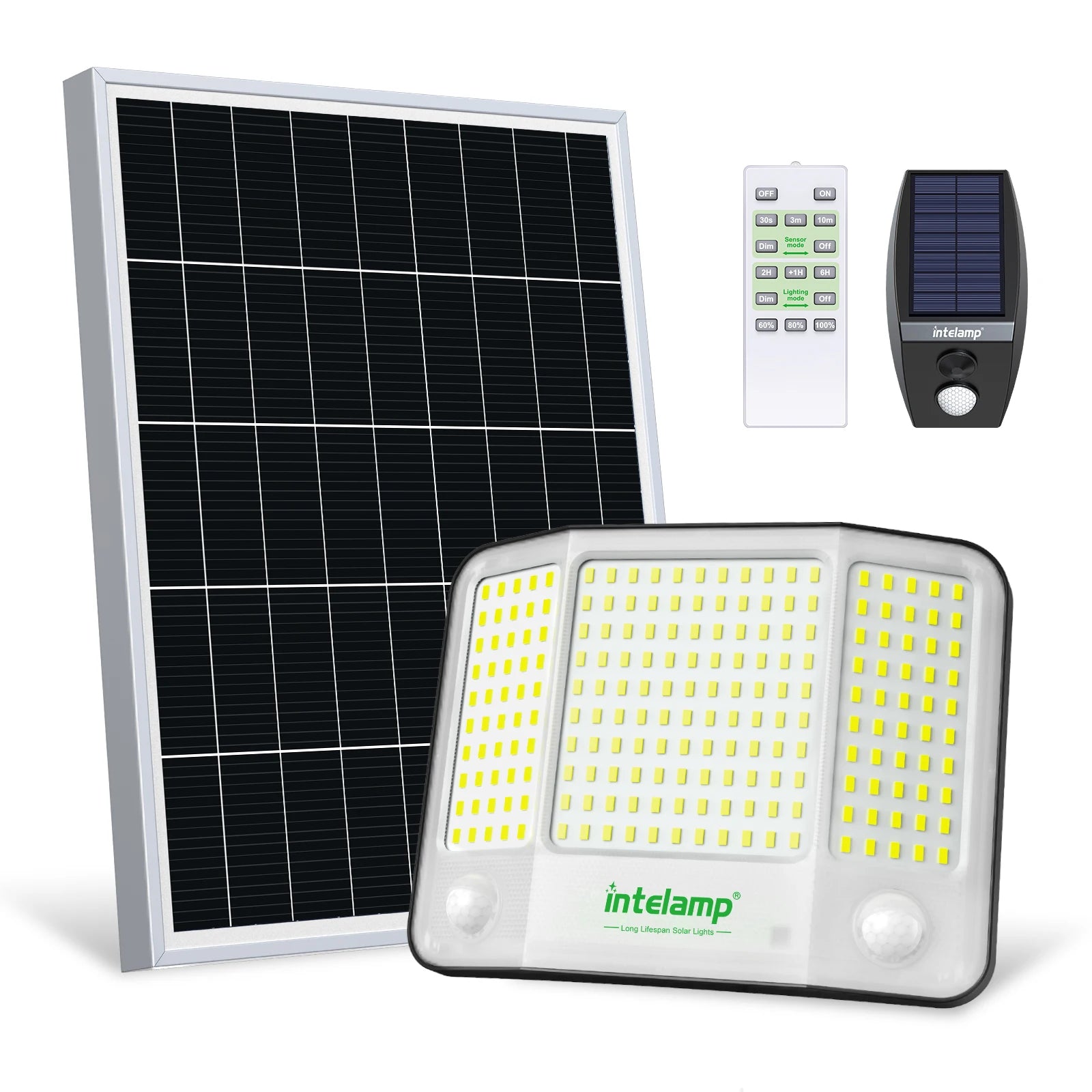 Projecteur Solaire 4000lm Extérieur Détecteur Mouvement Télécommande Jardin