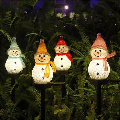 Piquet Solaire Bonhomme de Neige LED pour Allée de Noël