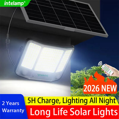 Projecteur Solaire 4000lm Extérieur Détecteur Mouvement Télécommande Jardin