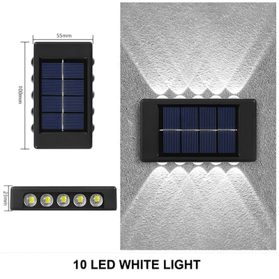 Applique Murale Solaire LED ExtĂ©rieure Ăclairage Haut Bas Jardin â autonomie longue durĂ©e sur batterie