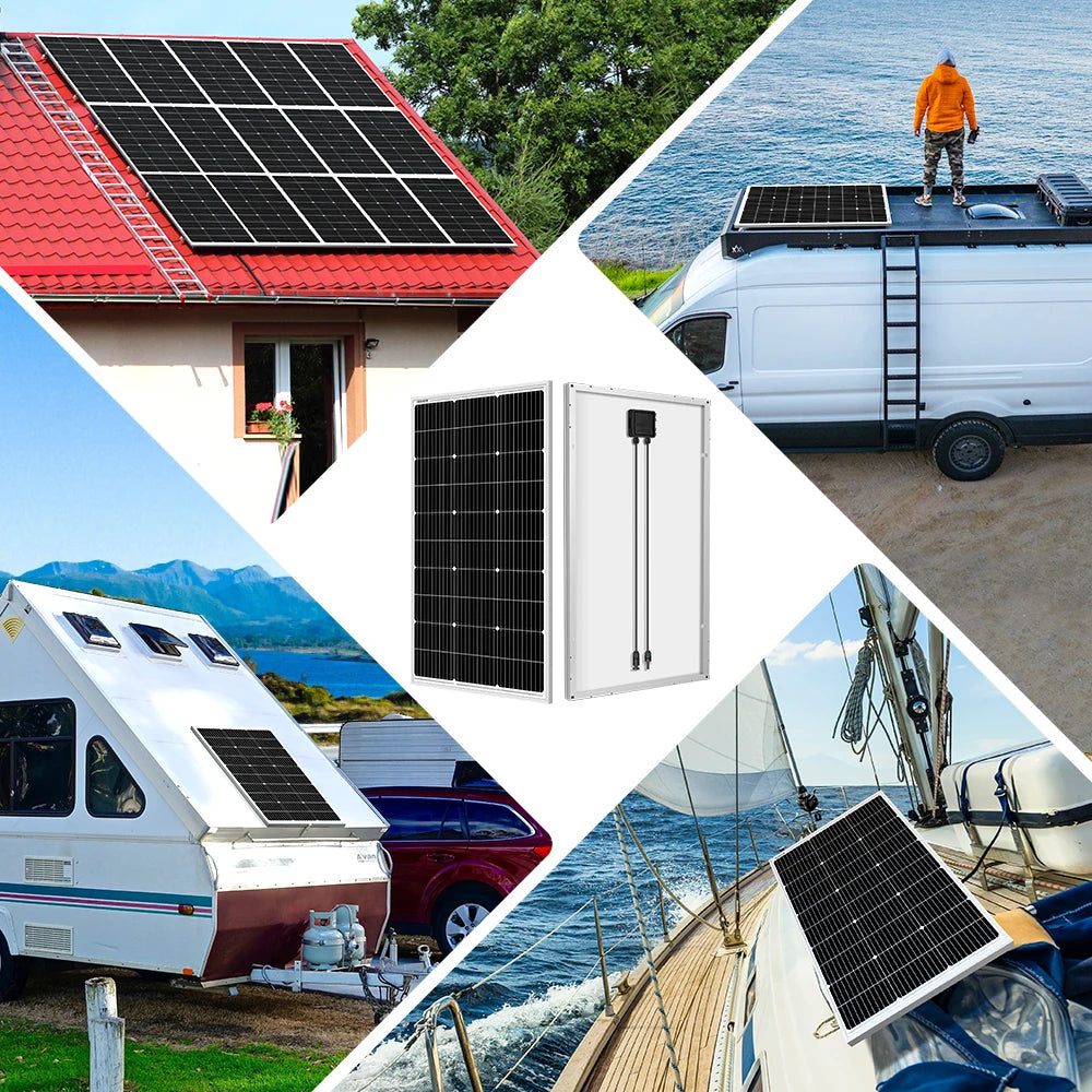 Panneau Solaire Rigide Monocristallin 100W 200W Étanche Camping