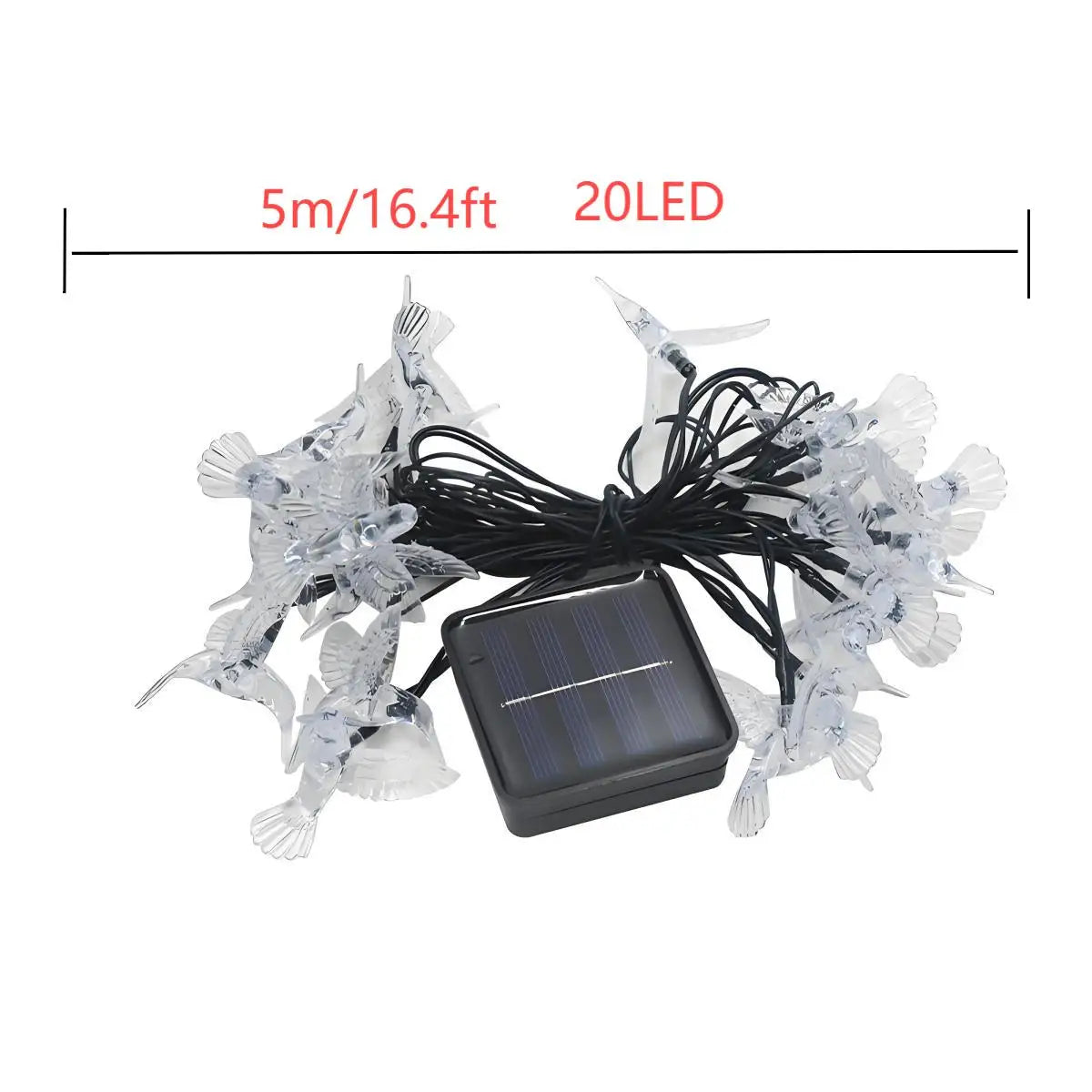 Guirlande Solaire Colibris 20 LED 8 Modes Étanche