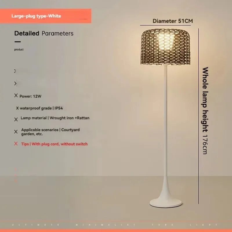 Lampadaire Solaire DĂ©coratif en Rotin pour Terrasse â installĂ© au jardin, allĂ©e et parking