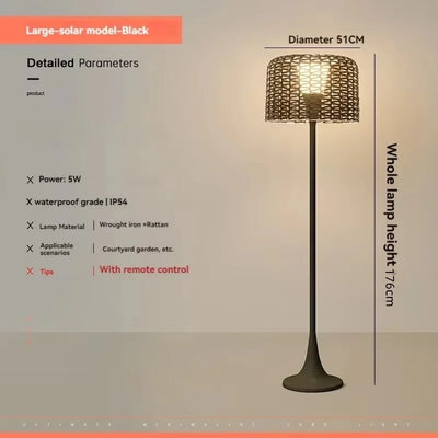 Lampadaire Solaire DĂ©coratif en Rotin pour Terrasse â Ă©clairage puissant pour la sĂ©curitĂ©