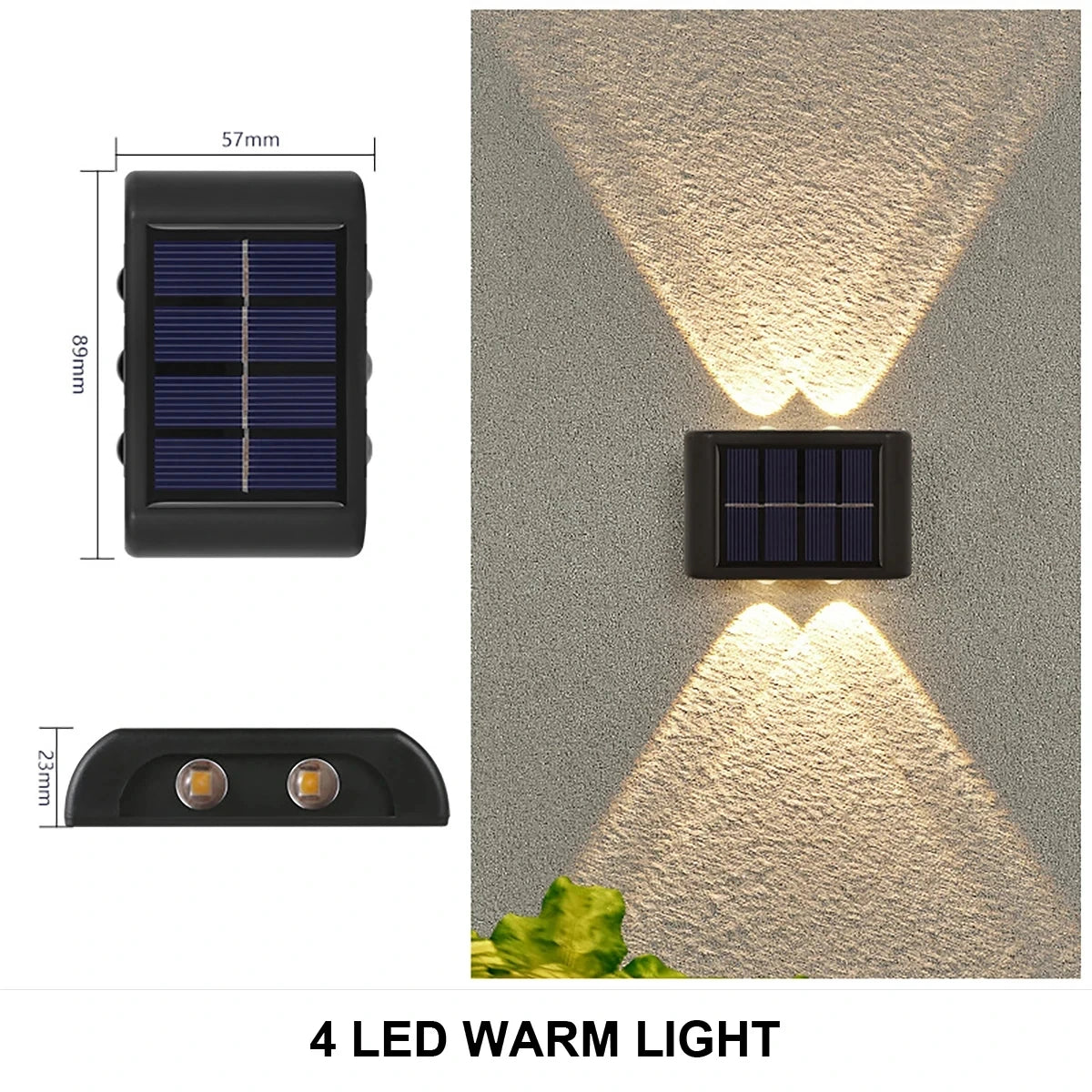 Applique Murale Solaire LED ExtĂ©rieure Ăclairage Haut Bas Jardin â dimensions et caractĂ©ristiques techniques