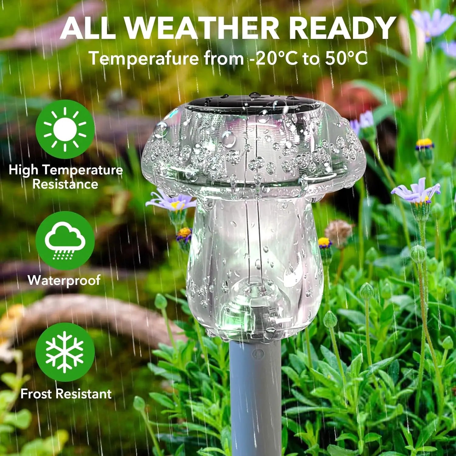 Lampe Solaire Champignon LED Étanche Décoration Jardin Allée