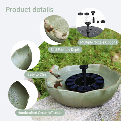 Fontaine Solaire Cascade pour Bain d'Oiseaux de Jardin