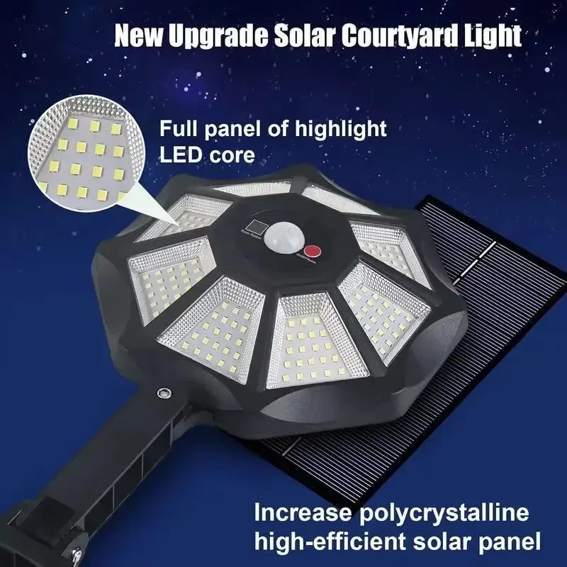 Projecteur Solaire 168 LED Octogonal Détecteur Mouvement IP65