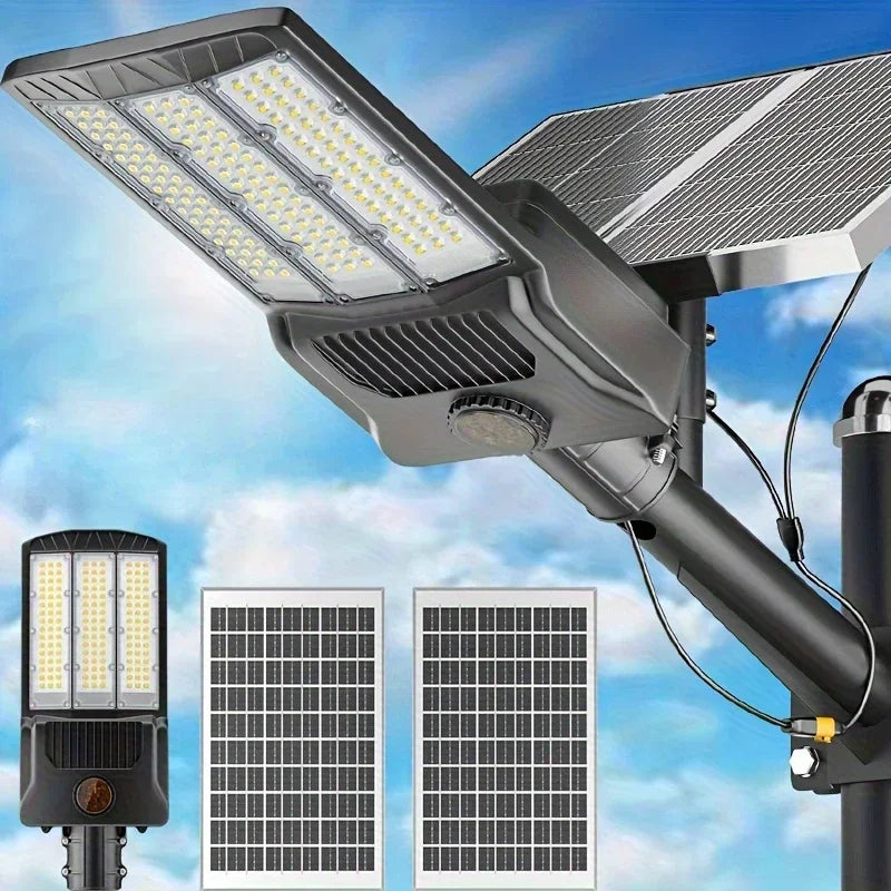 Réverbère Solaire 8000W Capteur Mouvement 6500K Sécurité