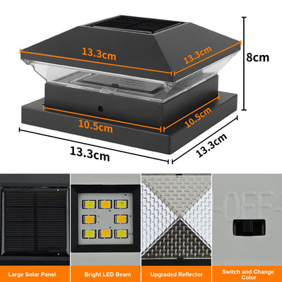 Lampe solaire de pilier étanche IP65 allumée