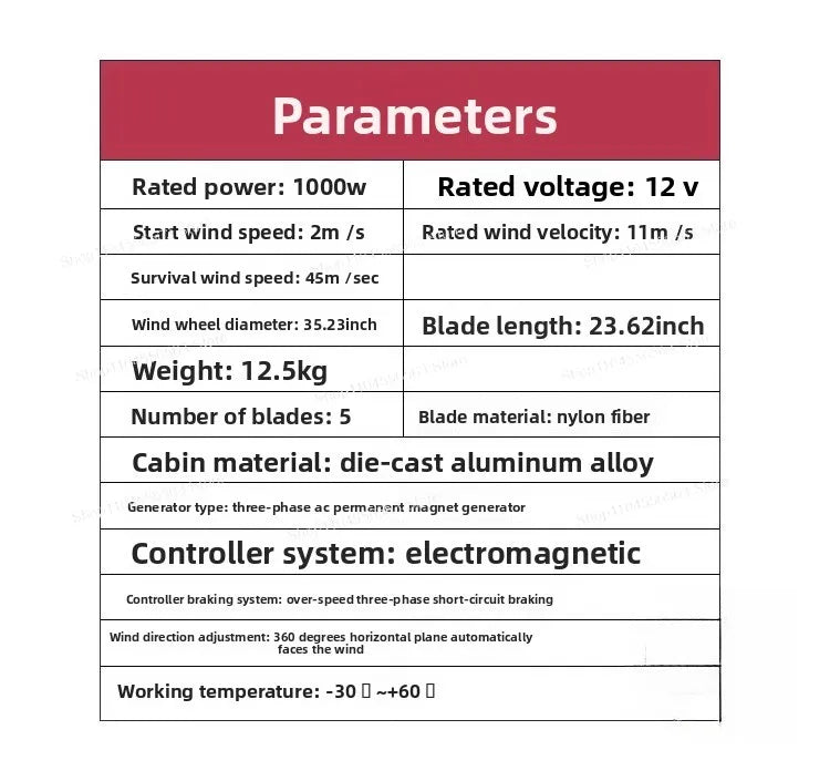 Éolienne Verticale 1000W VAWT 12V 24V Hors Réseau