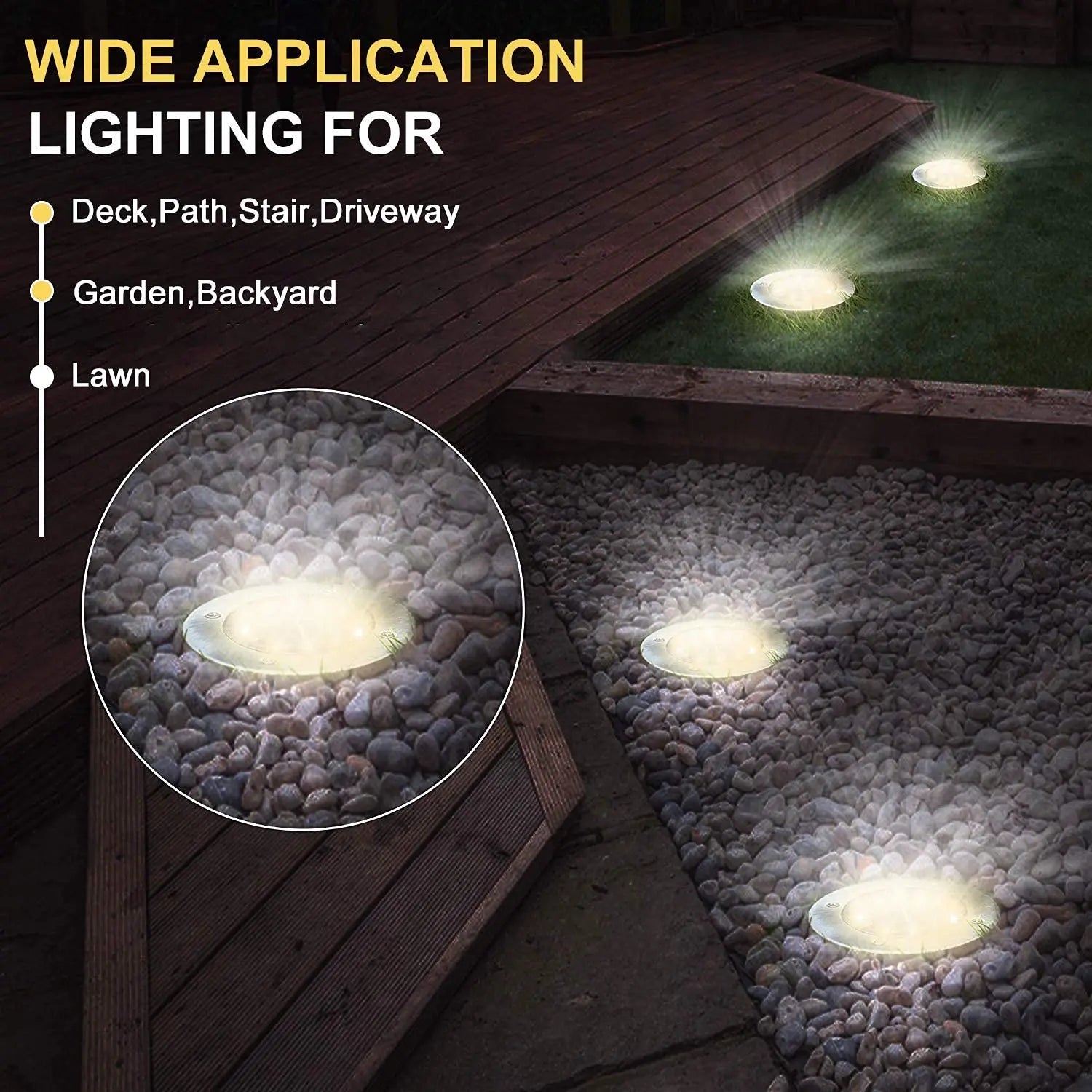 Projecteur Solaire Enterré 8 à 20 LED Décoratif Jardin