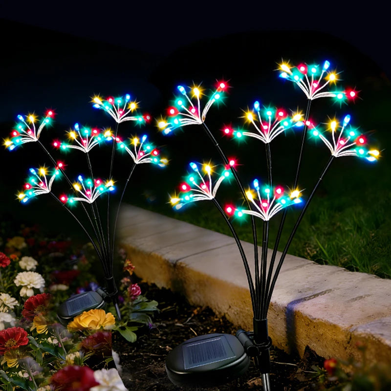 Lampe solaire semi-encastrée motif floral pour jardin