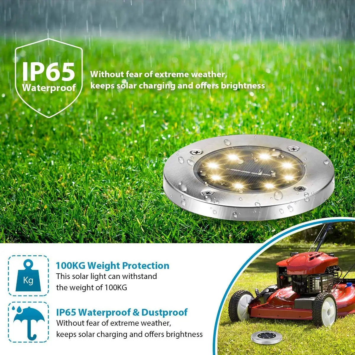 Projecteur Solaire Enterré 8 à 20 LED Décoratif Jardin