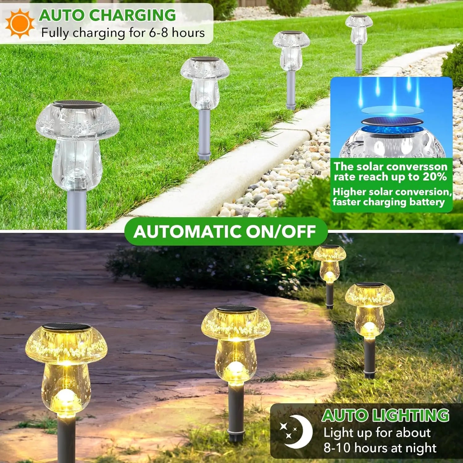 Lampe Solaire Champignon LED Étanche Décoration Jardin Allée