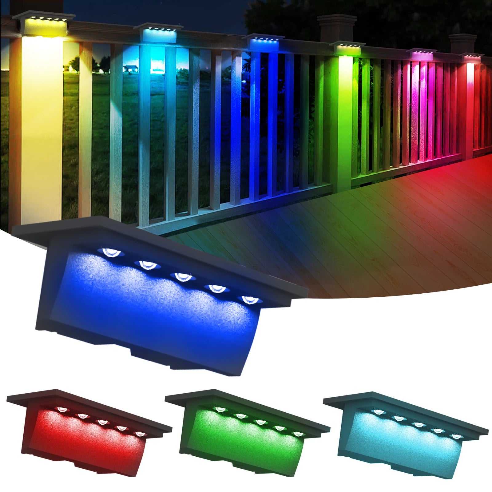 Lampe Solaire Escalier RGB LED Étanche IP65 Marche Extérieur