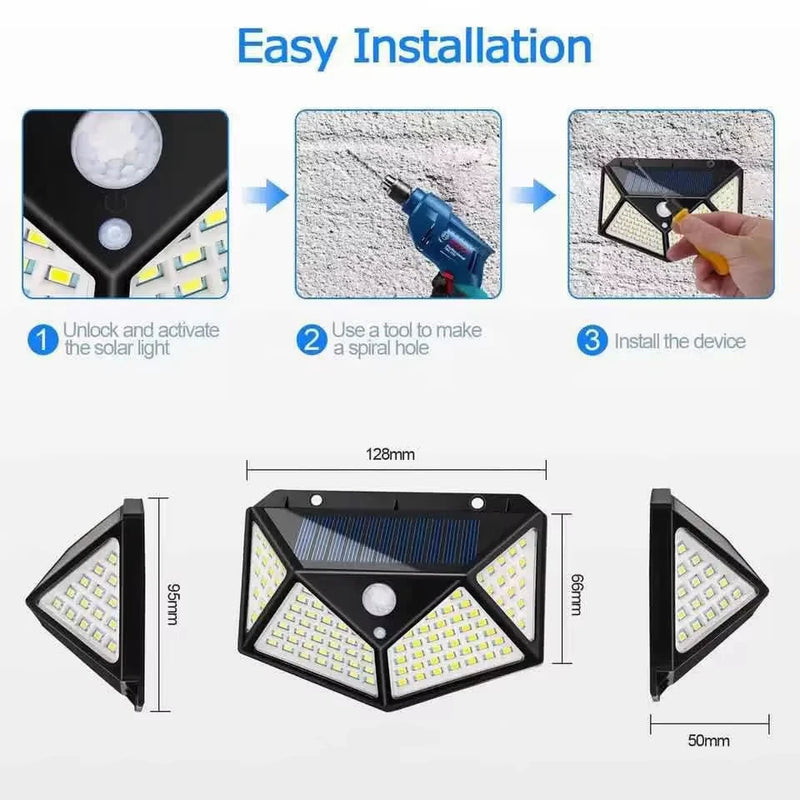 Lampe solaire LED multifonction avec détecteur de mouvement pour jardin