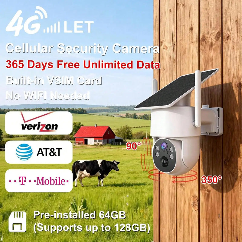 Caméra Solaire 4G LTE 360° Sans Wi-Fi