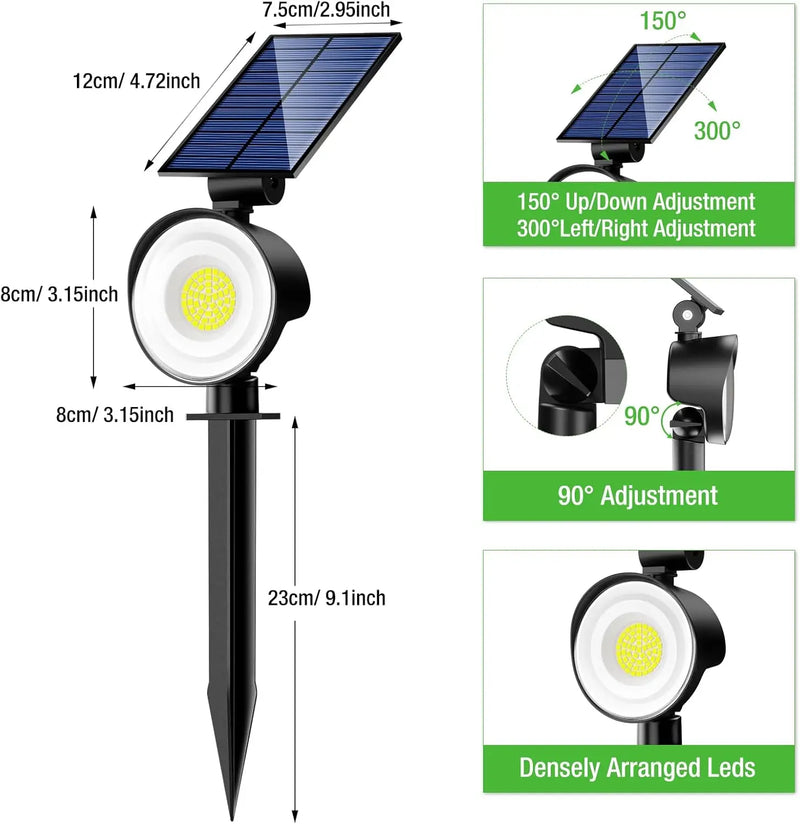 Projecteur solaire 53 LED pour éclairage paysager