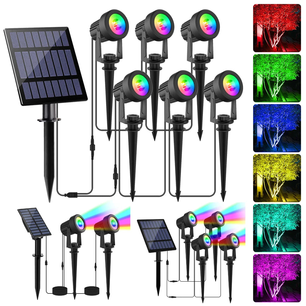 Projecteur Solaire RGB LED Étanche IP65 Jardin Noël Halloween