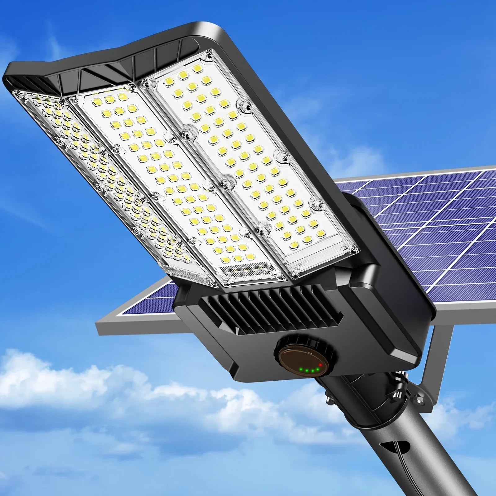 Réverbère Solaire 8000W Capteur Mouvement 6500K Sécurité
