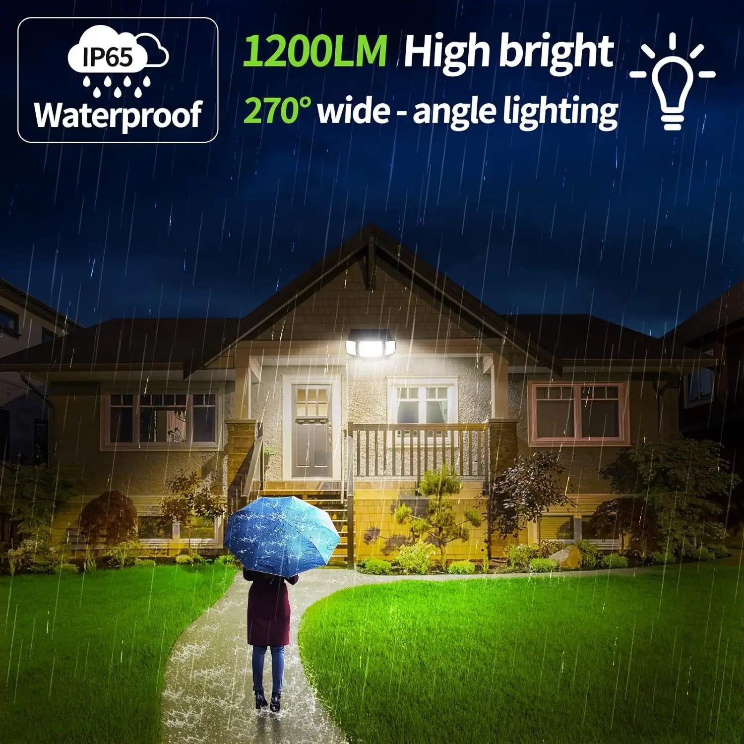 Projecteur solaire extérieur 6000mAh double capteur 6500K pour jardin et garage