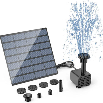 Kit Pompe Solaire de Fontaine avec 6 Buses Bain d'Oiseaux