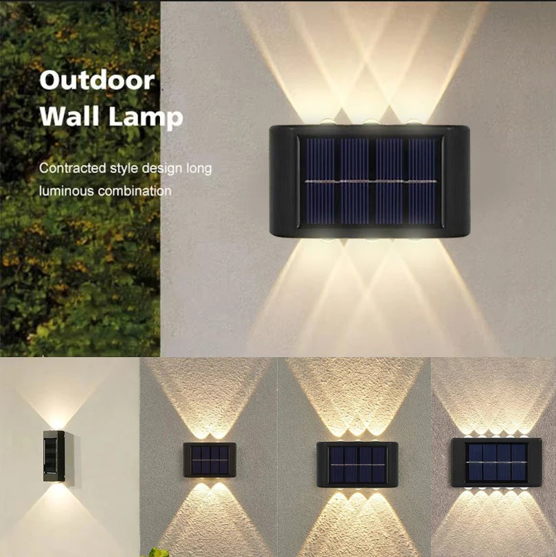 Applique murale solaire LED avec éclairage haut et bas pour jardin