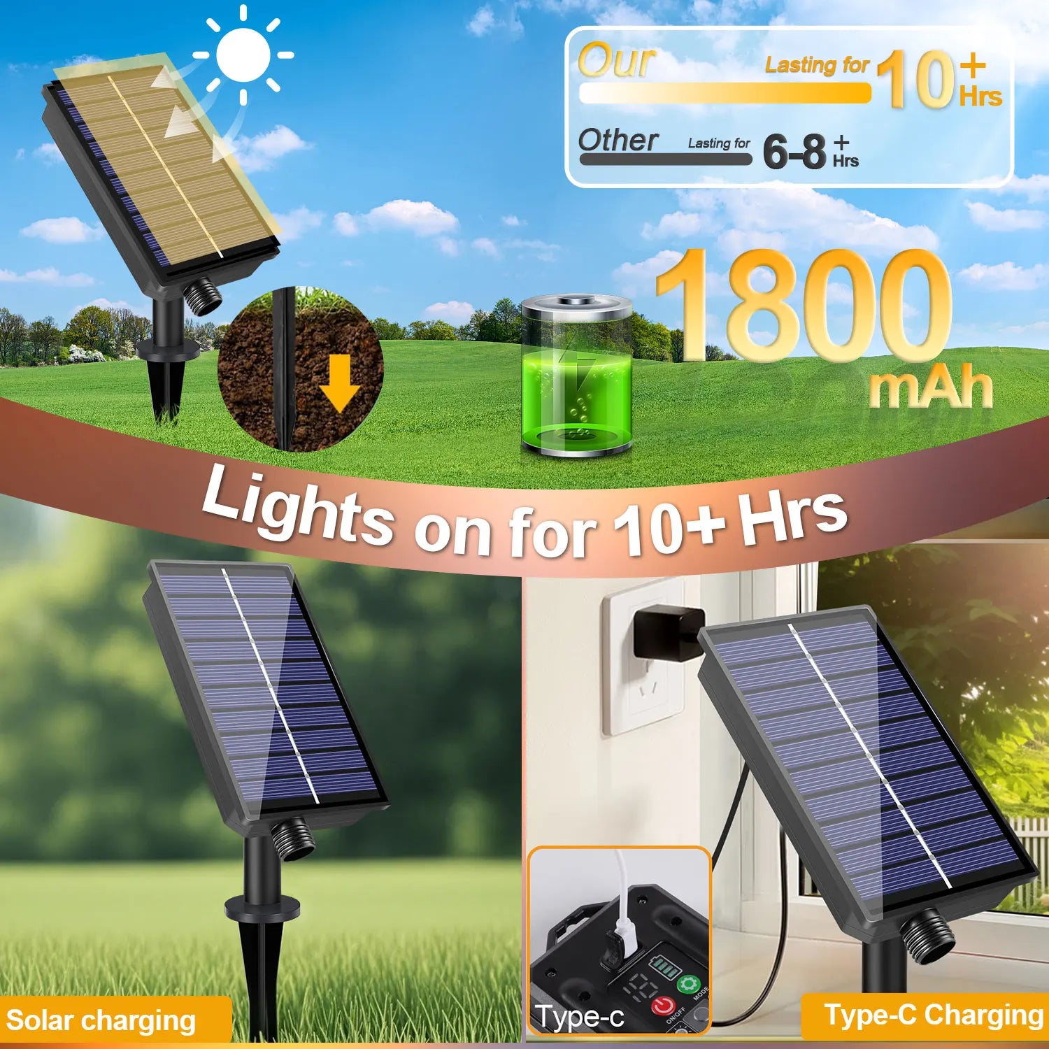 Guirlande solaire ST38 décorant un jardin en plein air