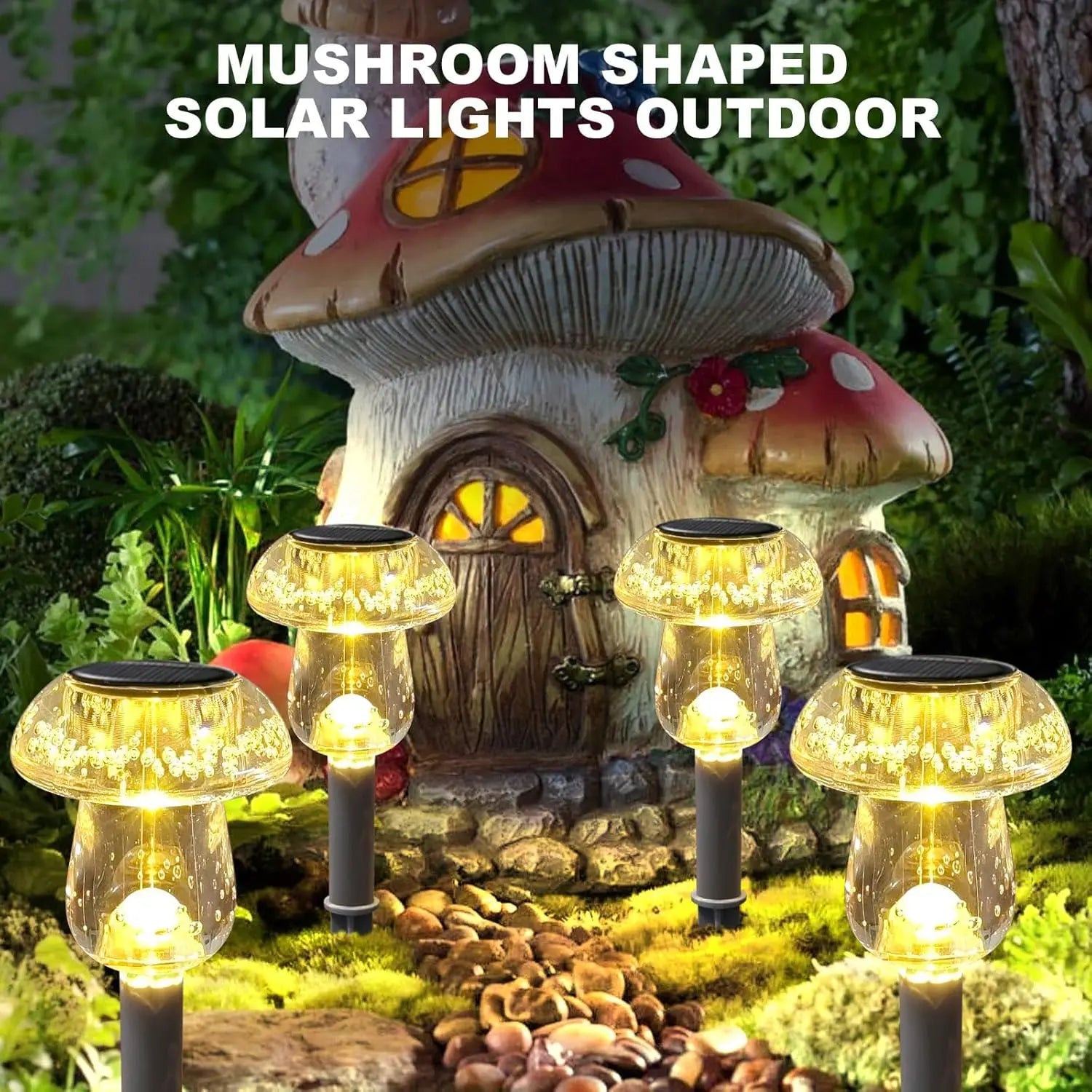 Lampe Solaire Champignon LED Étanche Décoration Jardin Allée