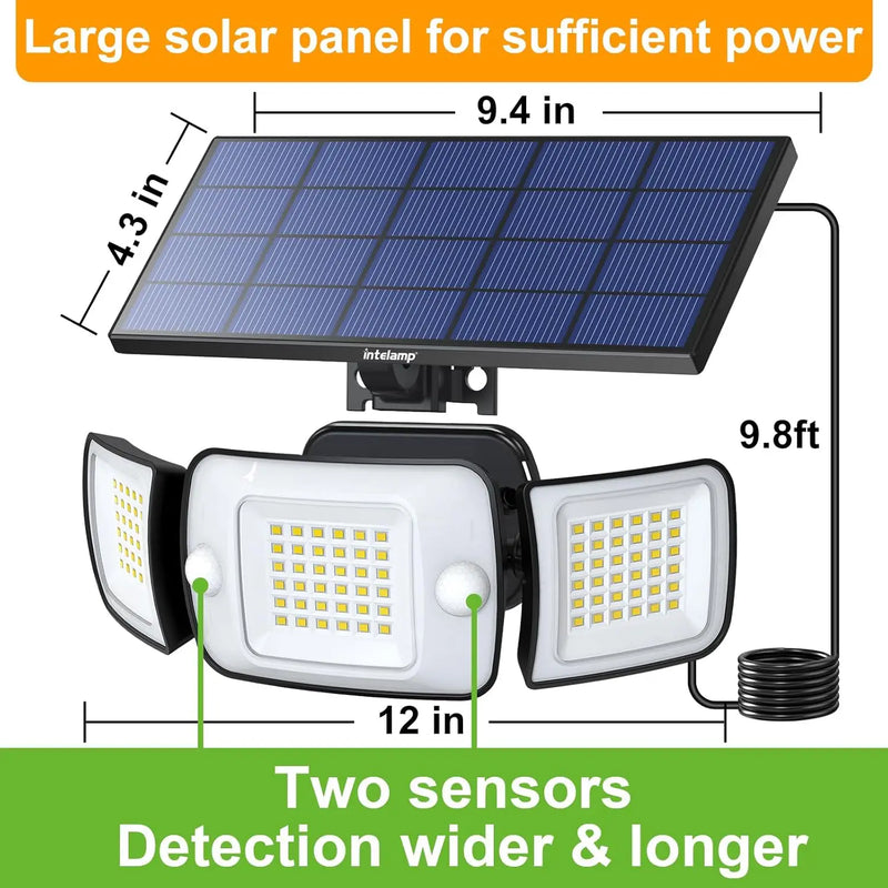 Projecteur solaire de sécurité double capteur étanche IP65