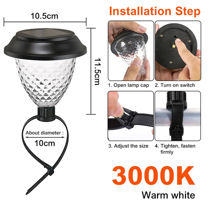 Lot de 8 lampes solaires de piscine et clôture IP65 pour jardin