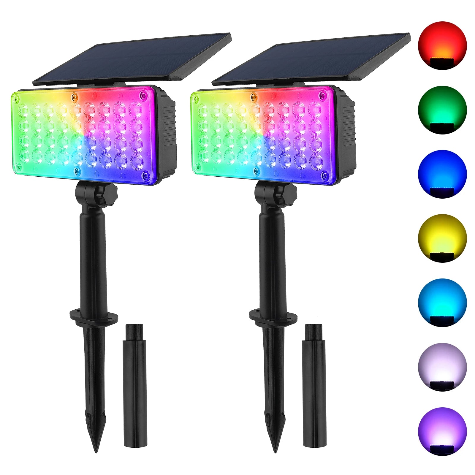 Projecteur Solaire RGB Décoration Jardin Étanche IP65 Lot de 2