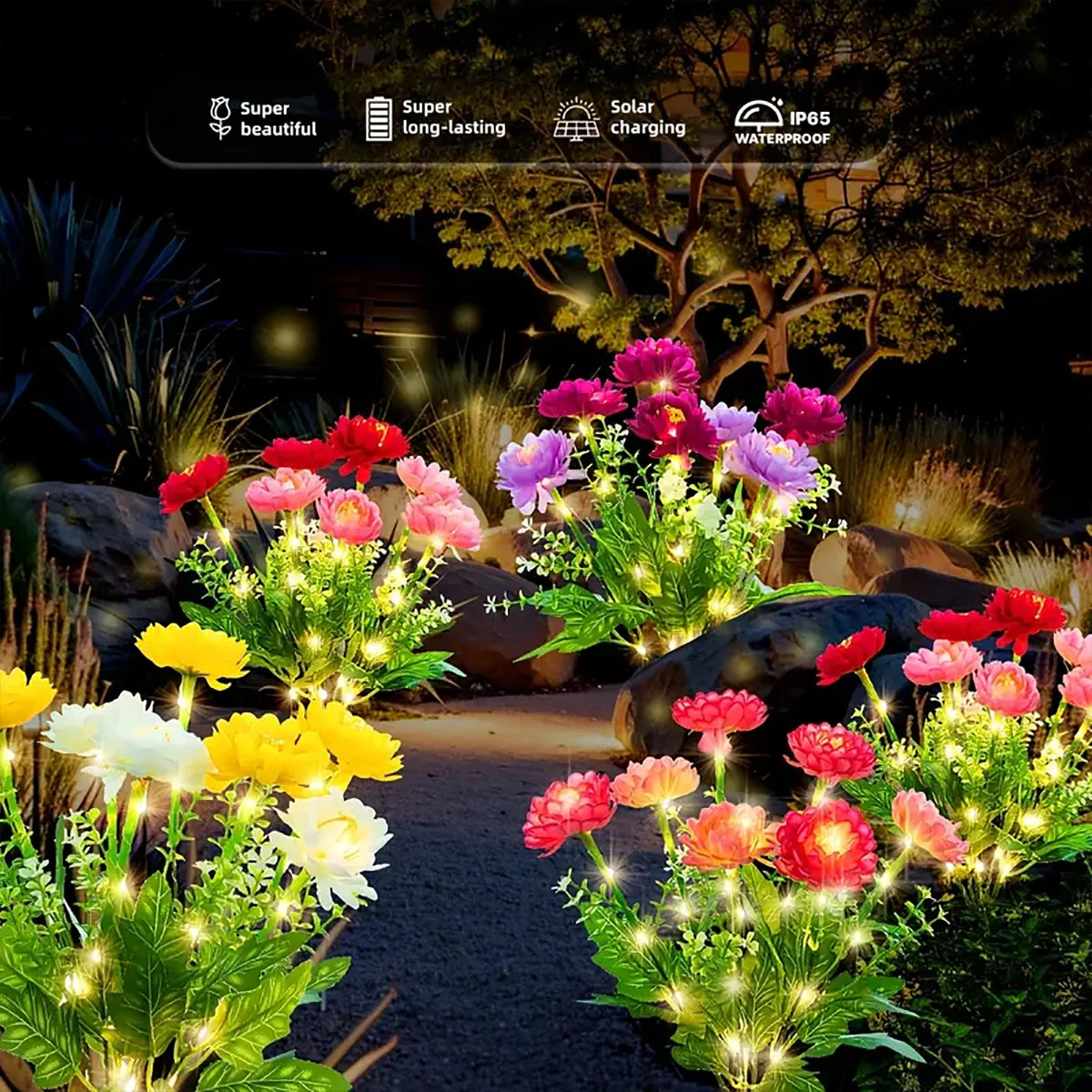 Piquet Solaire Flocon de Neige LED pour Allée et Terrasse