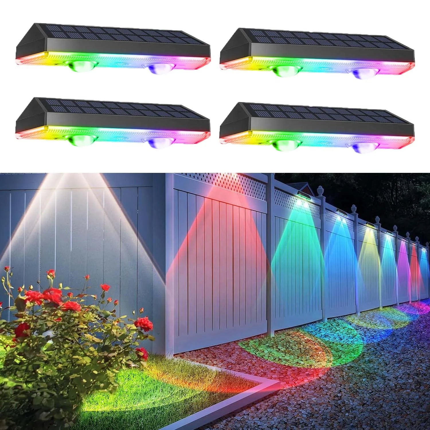 Lampe Solaire Clôture RGB Couleur Changeante IP65 Escalier