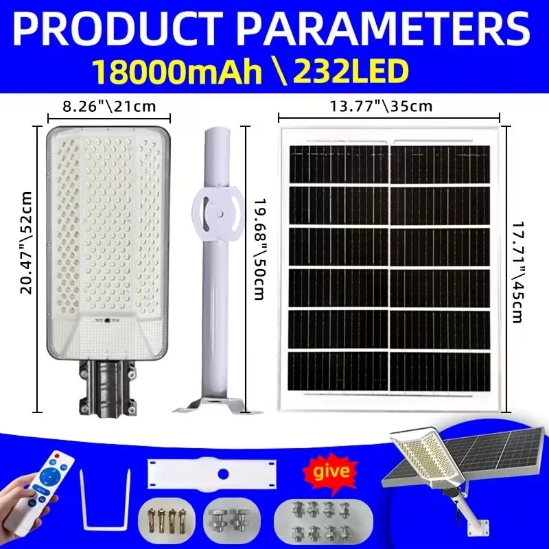 Lampadaire solaire 6500W 15000mAh avec capteur crépuscule-aube pour jardin