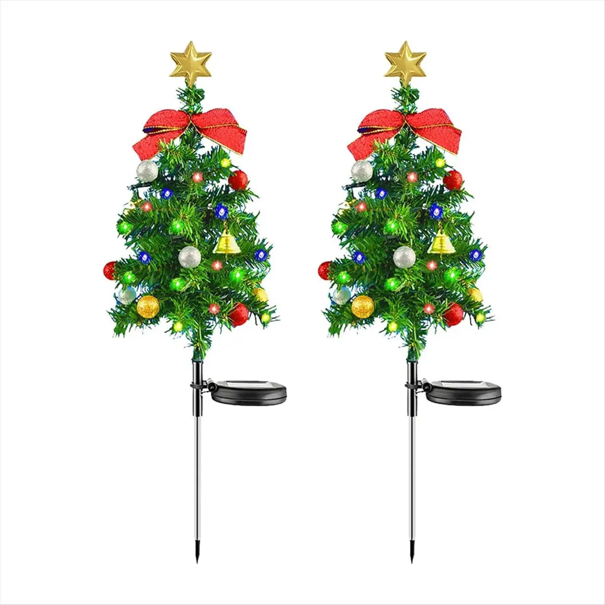 Piquet Solaire Sapin de Noël Lot de 2 Étanche Extérieur