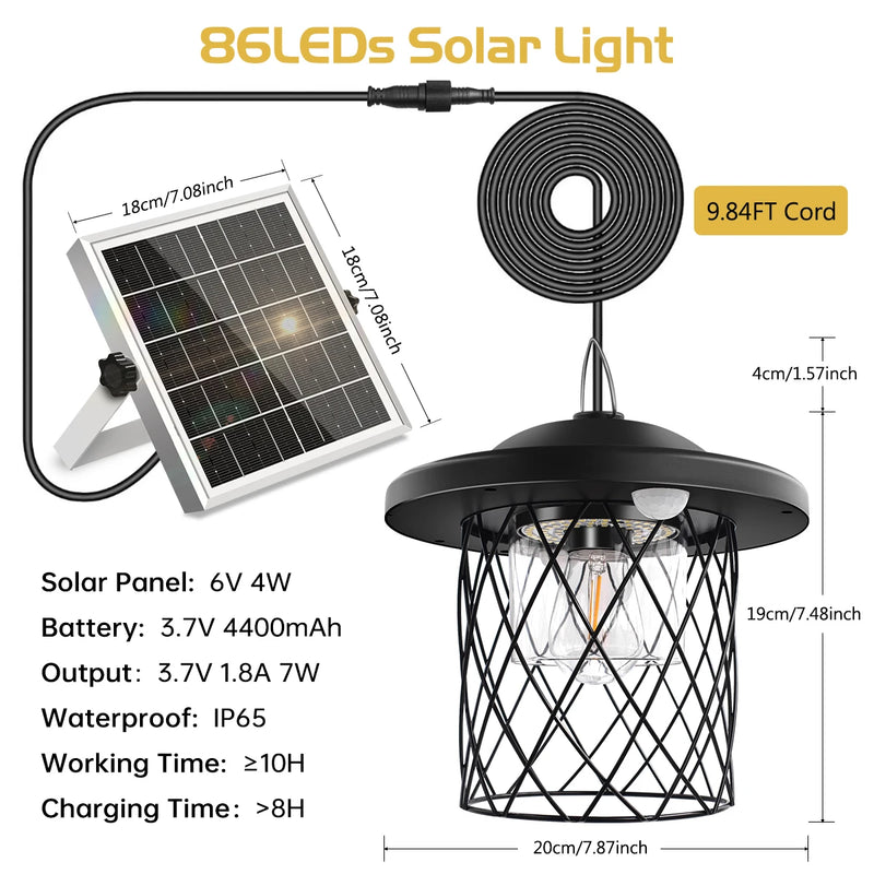Lampe solaire suspendue 3 couleurs avec minuterie pour gazebo