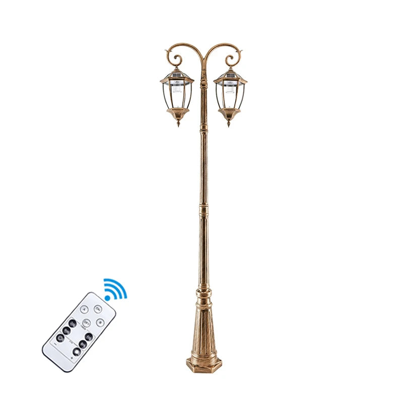 Réverbère Solaire Aluminium 2 Têtes Jardin
